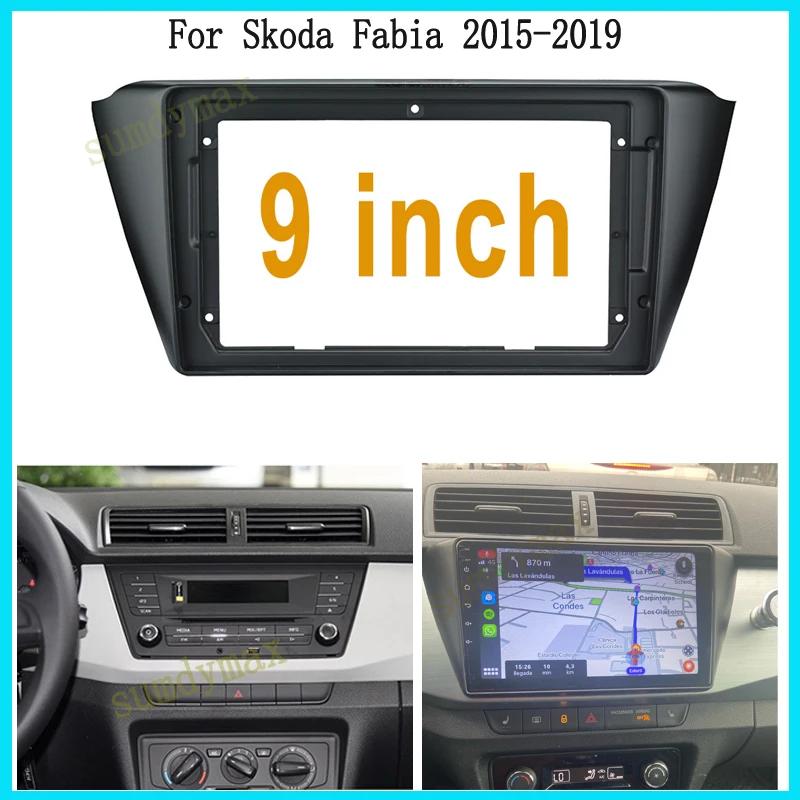 

9-дюймовая 1din Автомобильная радиоустановка Fascia Для Skoda Fabia 2015-2020, двойная din радиоприемная рамка, адаптер, CD-панель, панель приборной панели, ободок