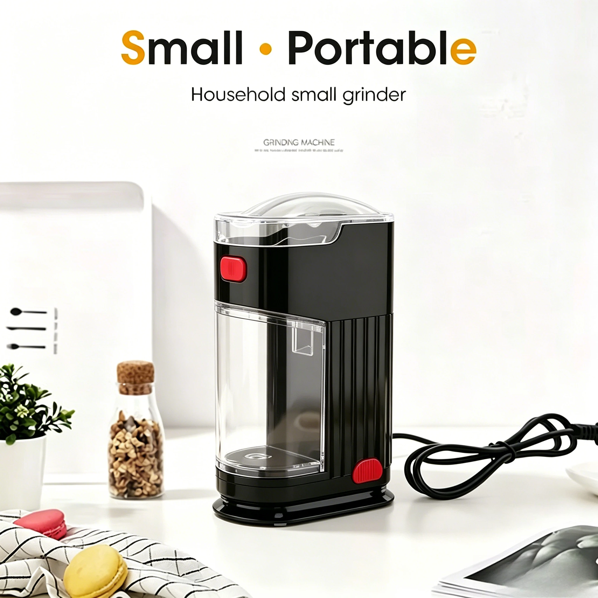 

Multifunctional Household Stainless Steel Portable Electric Grinder Adjustable Coarseness Suitable Herbs Peanuts Grains Legumes