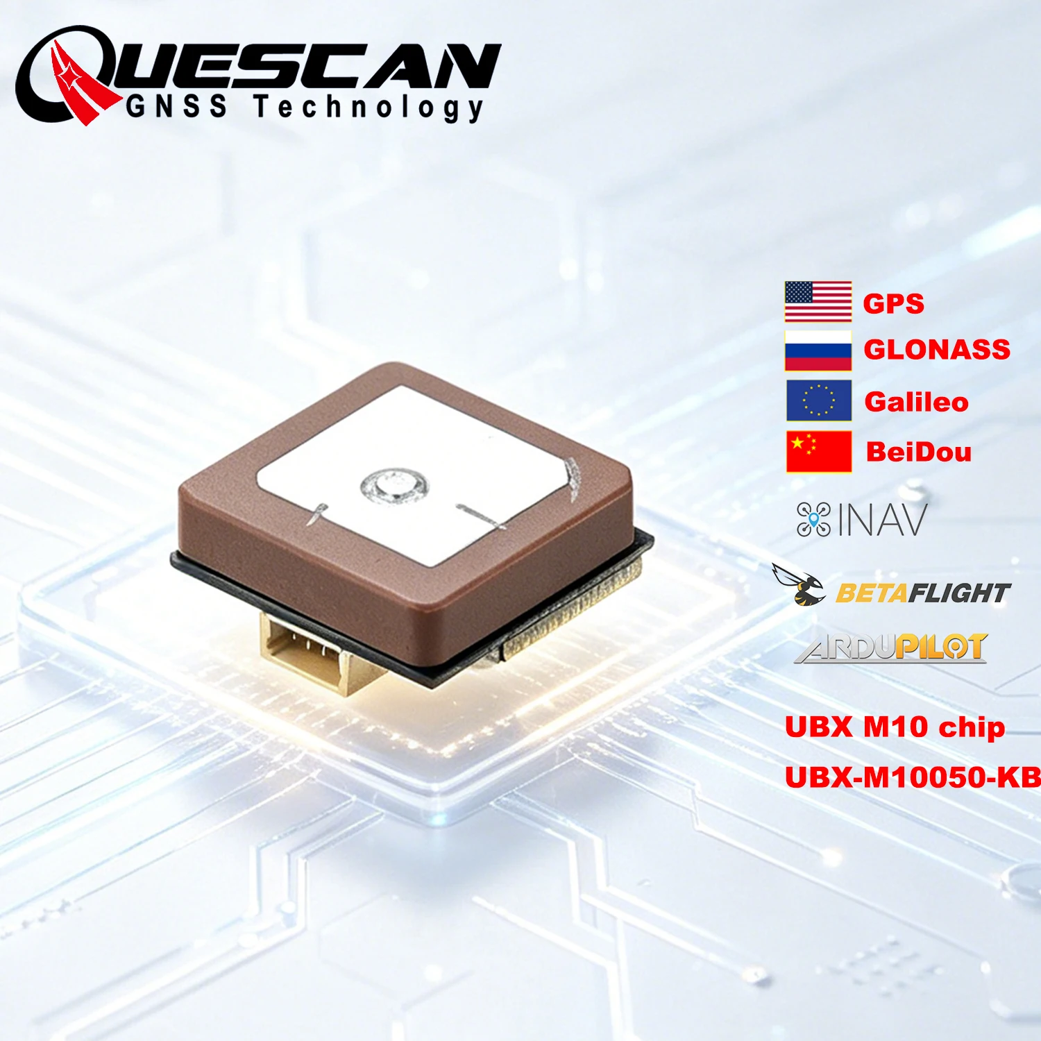 QUESCAN AN181 10Hz Drone FPV M10 GPS GNSS Module for Flight Controller Ardupilot Betaflight PIX4 INAV GPS Galileo GLONASS BeiDou