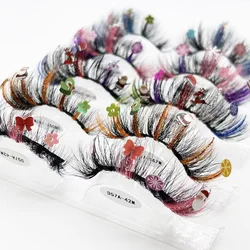 Fluffy Glitter Ombre Colored Halloween Lashes 3D 5D Mink Lashes Bulk Wholesale Eyelashes Extension Makeup Lash Box Packaging