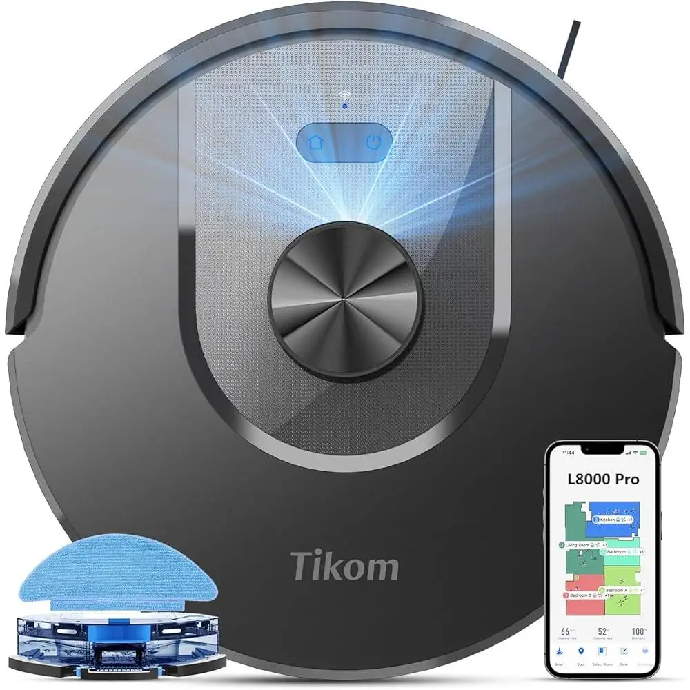 ロボット掃除機とモップのコンボ 5000Pa 吸引 スマート LiDAR ナビゲーション 静かな掃除 150 分の実行時間 カーペット ペットの毛 硬い床