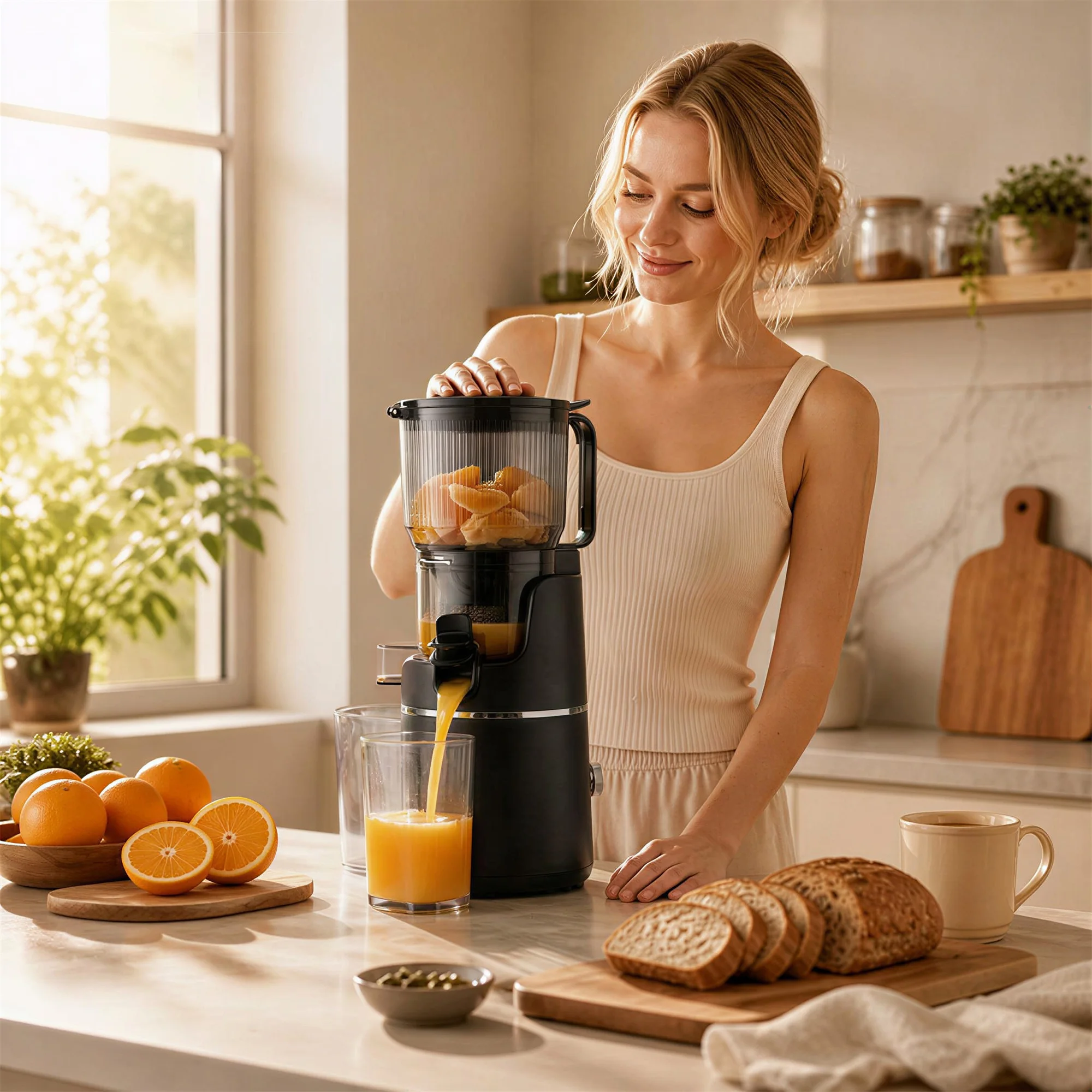 Cold Press Slow Juicer, 250W Masticating Juicer with 40–80 RPM, 0.2mm Micro-Mesh Filter, High Juice Yield and Easy Clean for Fruit Carrots Celery Kale