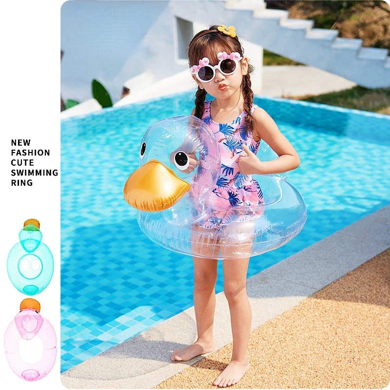 

Inflatable Pool Floats Baby Transparent Duck Swimming Ring Water Seat Floating Ring Swim Circle for 1-5 Age Kids Children