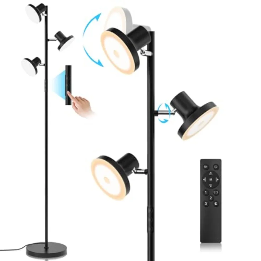 

36W LED Tree Floor Lamp, Modern Dimmable Standing Lamp with Remote and Touch Control, 4 Color Temperatures, 3 Rotatable LED Lig