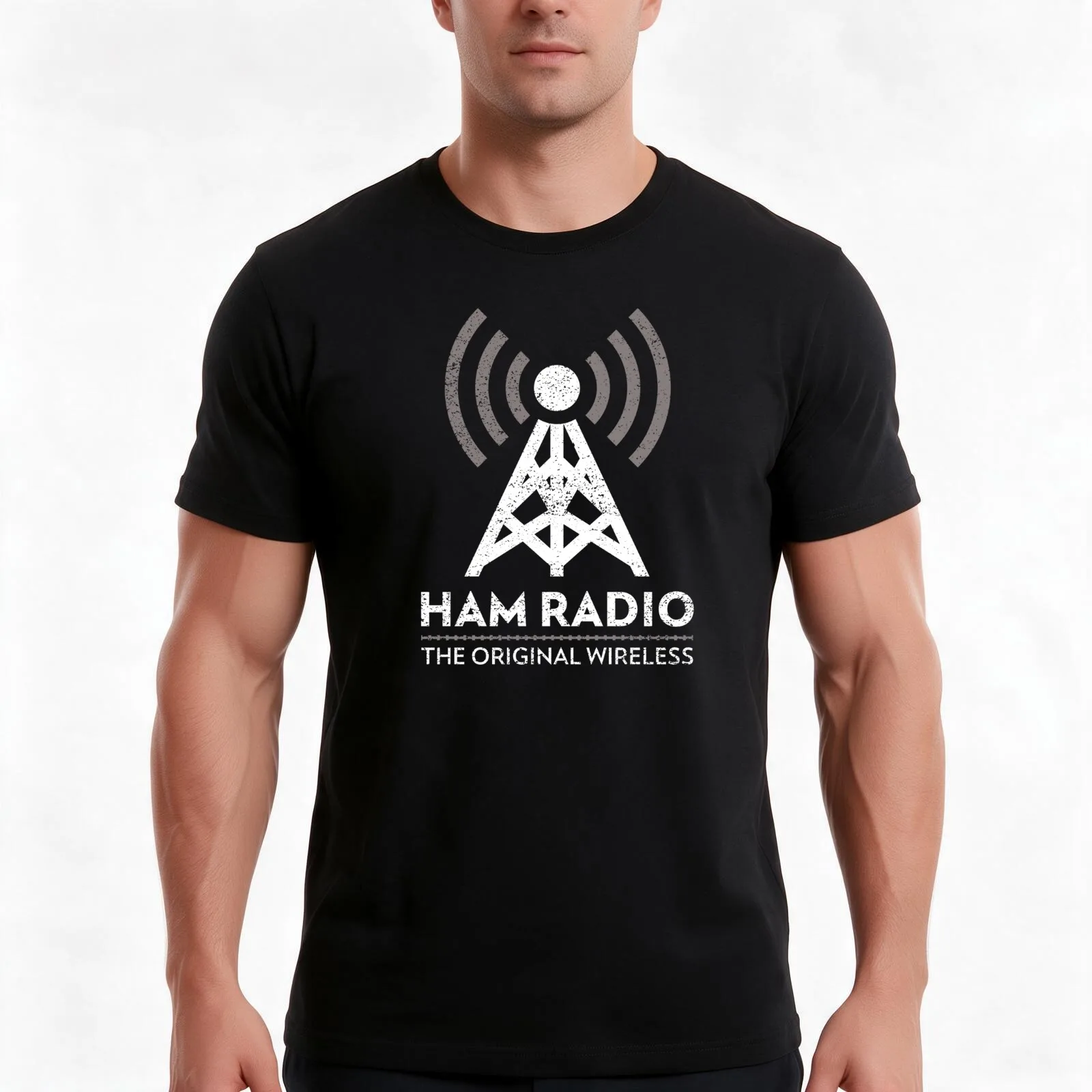 Ham Radio The Original Wireless T-Shirt, Summer Casual Cotton Tee, Oversized Streetwear Tops, Vintage Graphic Print, 100% Cotton