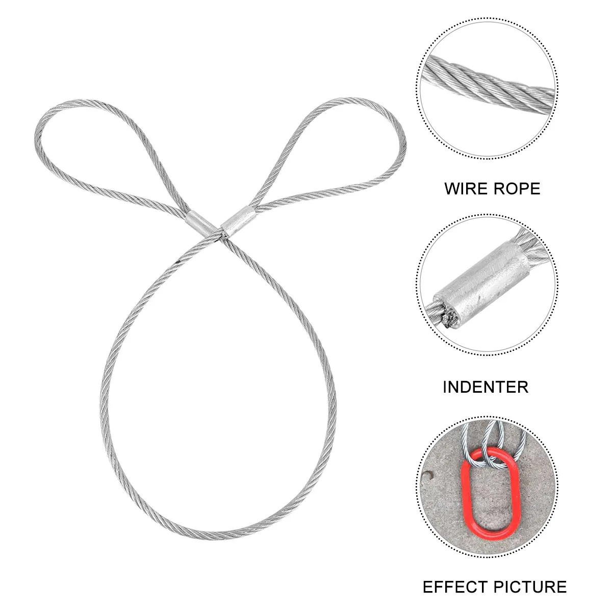 1Pcs Braided Steel Wire Rope Lanyard Cable Tether with Double Loops Aluminum Crimp Sleeve Vinyl Covered Safety Strap for Stage
