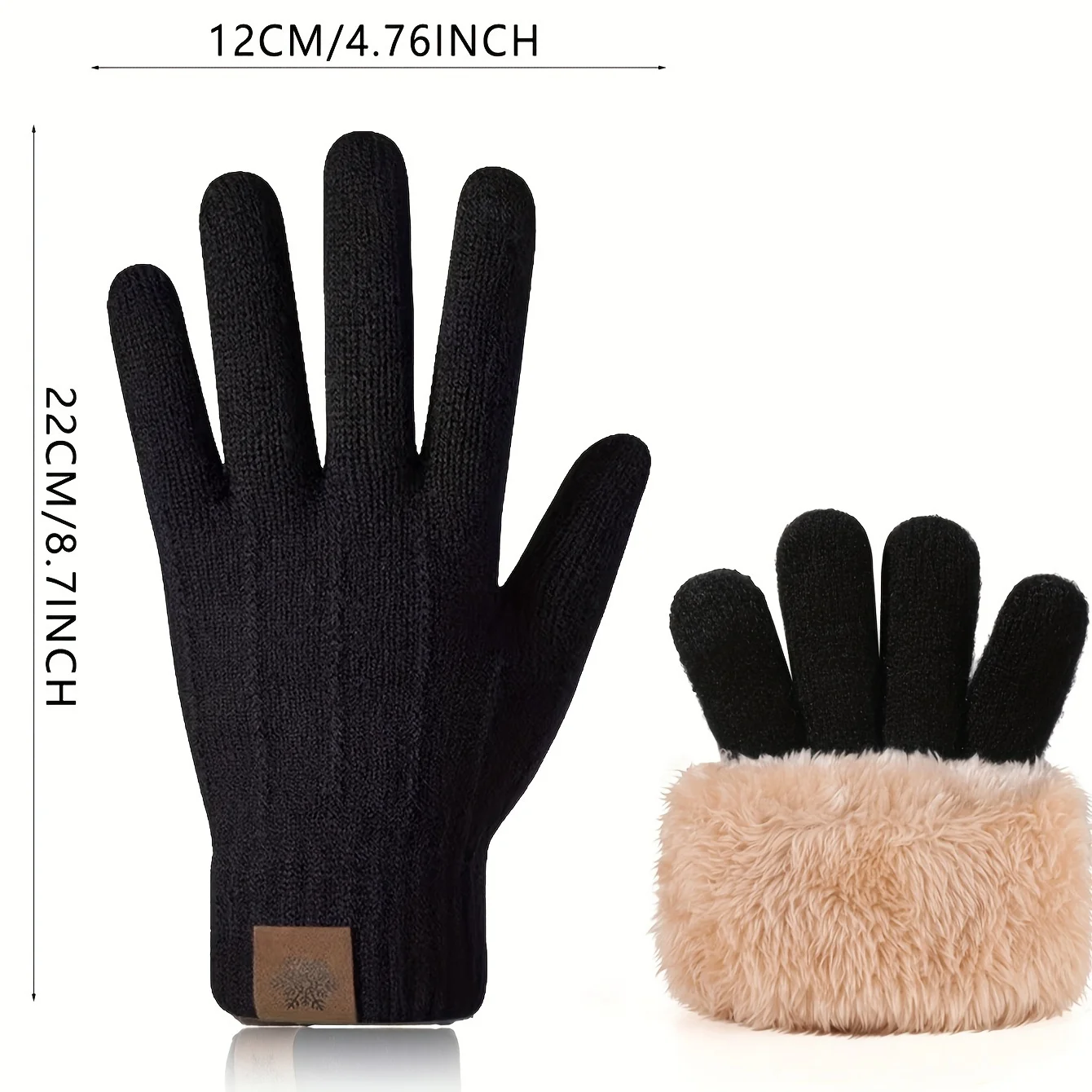 Winter Warm Gloves for Men and Women, Touchscreen Solid Color Double Layer Velvet Windproof and Cold Proof Riding Gloves