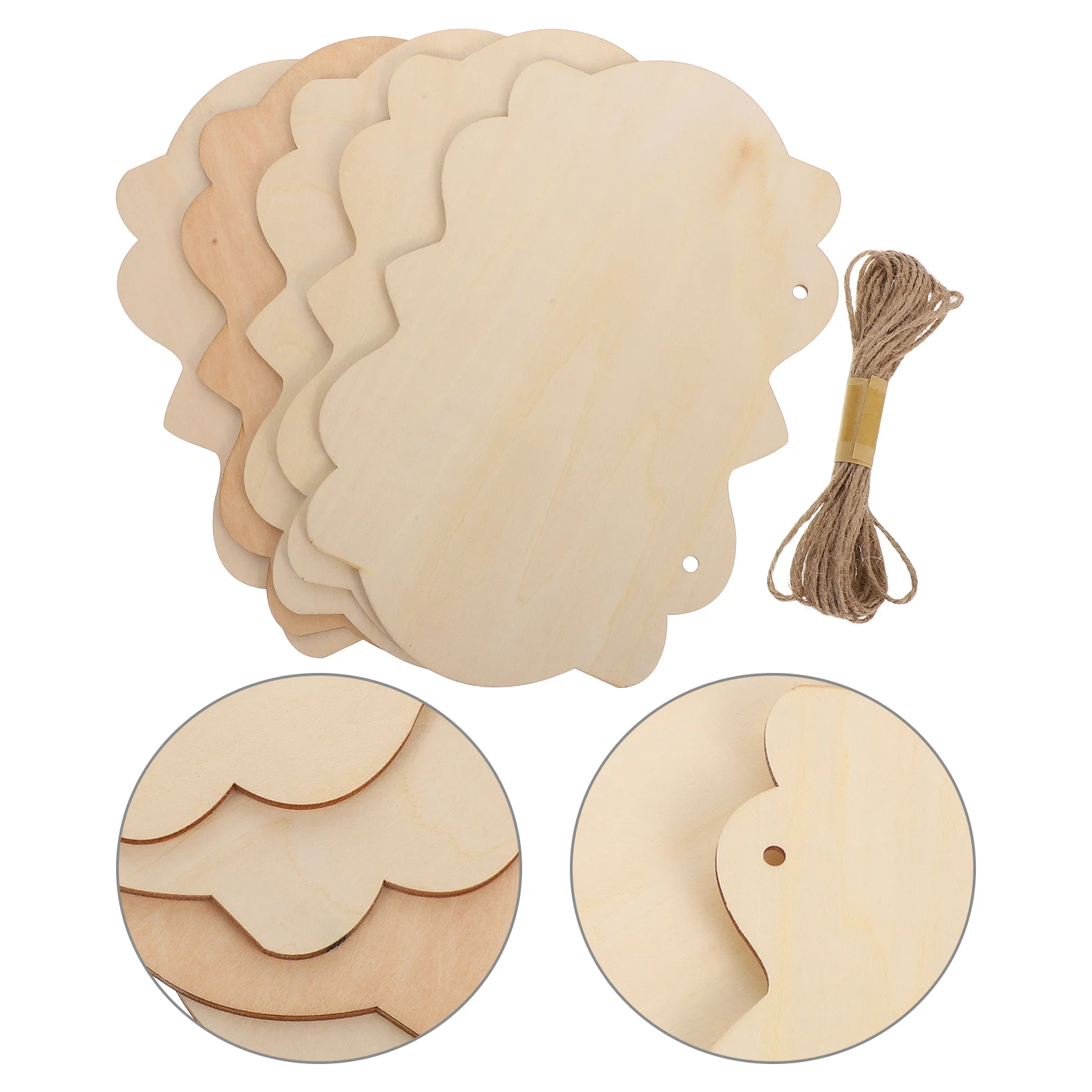 

5Pcs Wooden Plaques Unfinished Hanging Signs Natural Basswood Blank Wood Plaques for DIY Crafts Door Wall Decoration