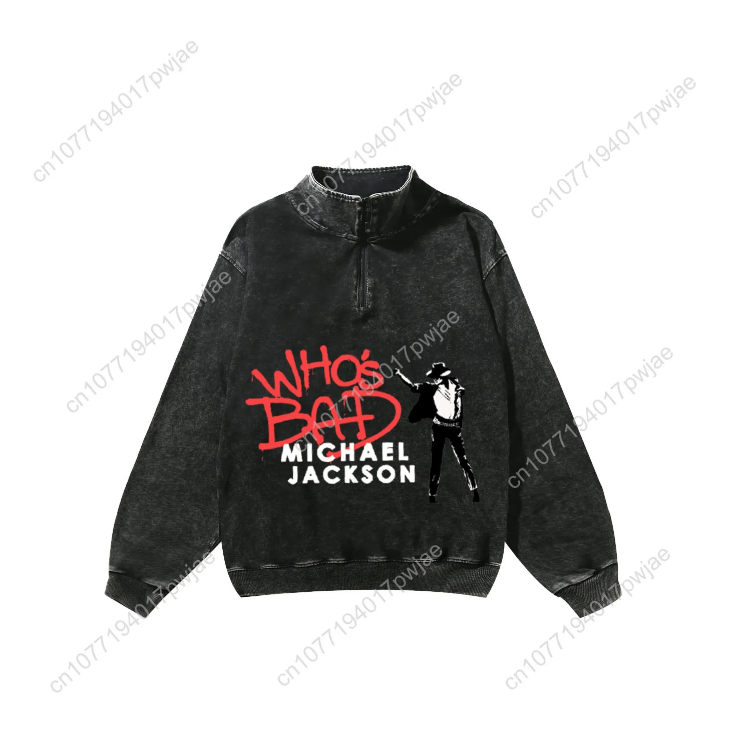 Michael Jackson Singer Custom Retro Sweatshirt Mans Womans Half Zipper Vintage Sweat Shirt Photo CustomMade Long Sleeved Tshirt