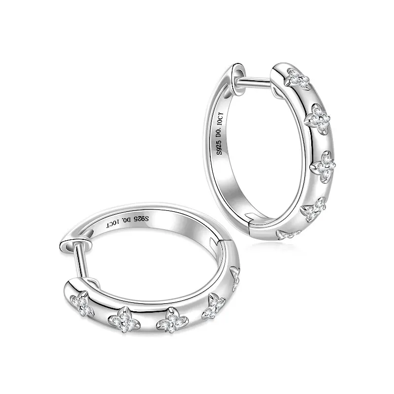 2026 Ehhai Voll 1mm VVS1 D-Farbe Rundschliff Moissanit Creolen für Damen S925 Sterling Silber Edelschmuck Geschenke Ohrringe – Detail 3