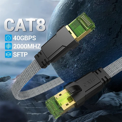 Network Lan Patch Cord Cat8 Ethernet Cable for Router Modem Internet RJ 45 Ethernet Cable CYANMI STTP 40Gbps 2000MHz Cat 8 RJ45