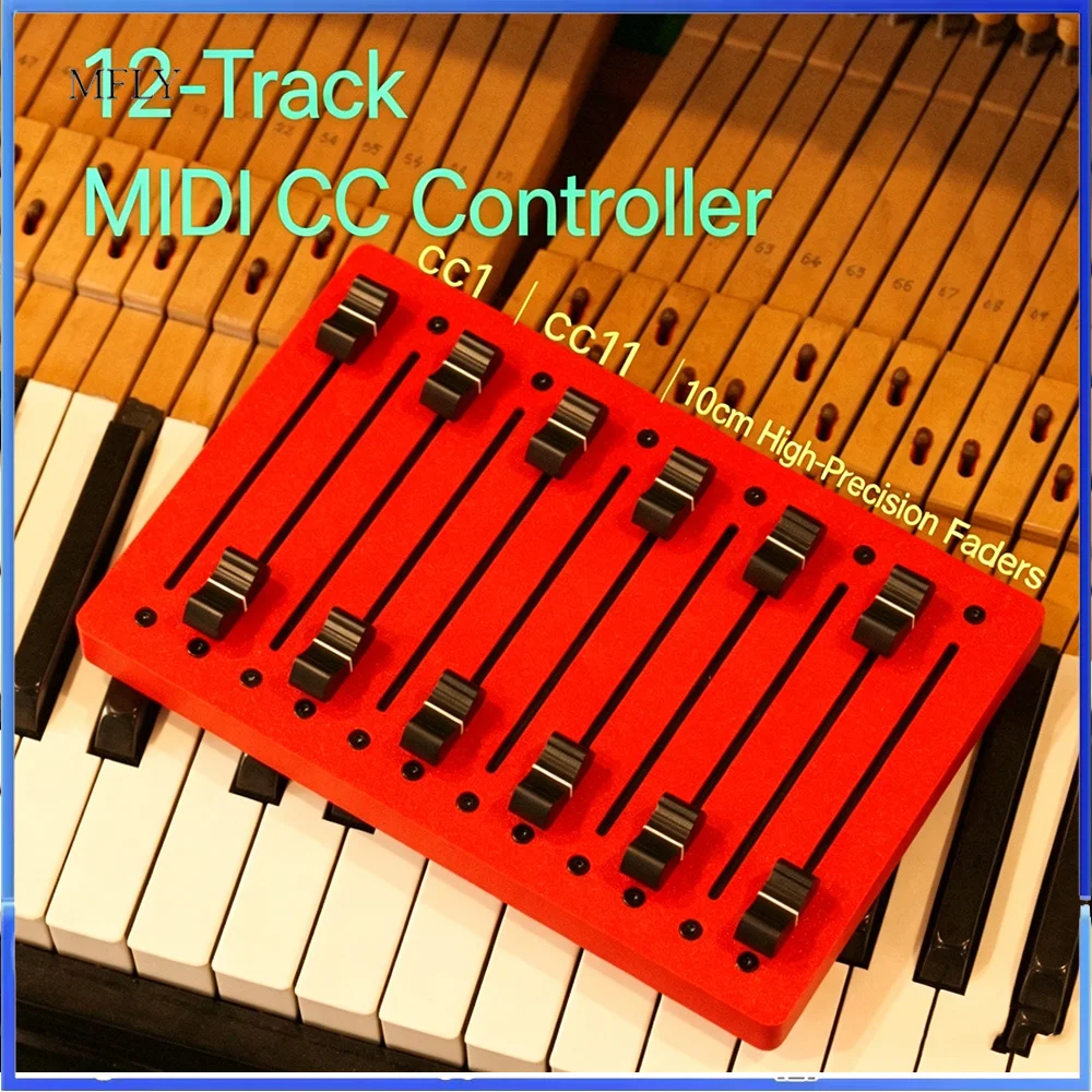 10cm High-Precision Faders USB Plug & Play EM-12F 12-Channel Motor Fader MIDI Controller