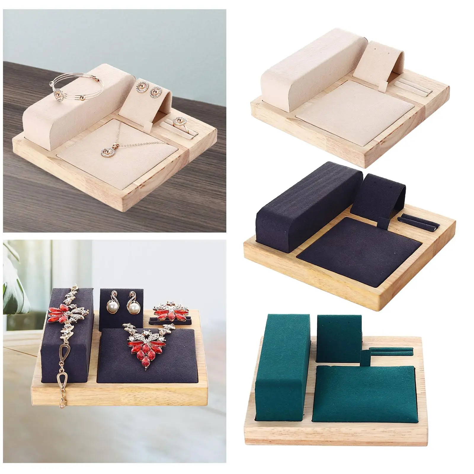 

Деревянная подставка для ювелирных изделий, держатель для ожерелья и сережек с бархатной поверхностью, розничные магазины или домашнего использования
