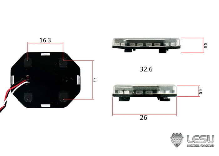 LESU für 1/14 Tamiya LED mit rot, blau und gelb wechselnden Modi, Feuerwehr-Warnleuchte für die Deckenmontage – Detail 1