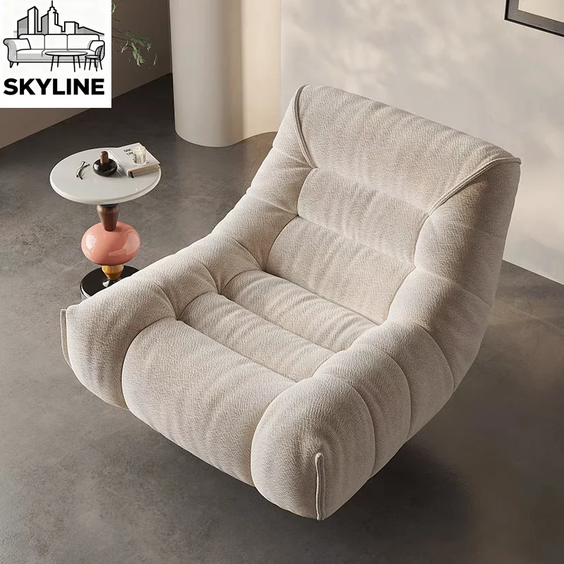 Multi-angle Reclining Swivel Single Lounge Chair, Convertible Nap Sofa for Modern Household Rest Area