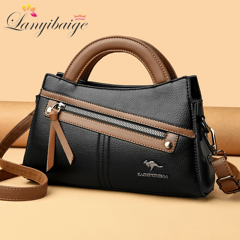 Fashion Luxury Women's Shoulder Bag Multi Layer Pocket Large Capacity Crossbody Bolsas Female High Quality Soft Leather Handbags