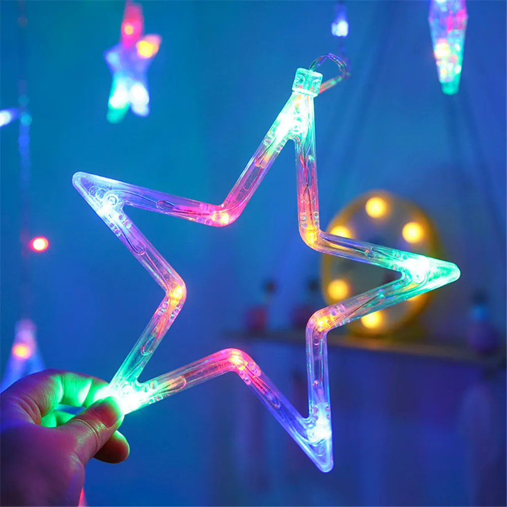 Star Christmas Decoration Led String Light 8 Model Holiday Party Connectable Wave Fairy Light Flash Curtain Light