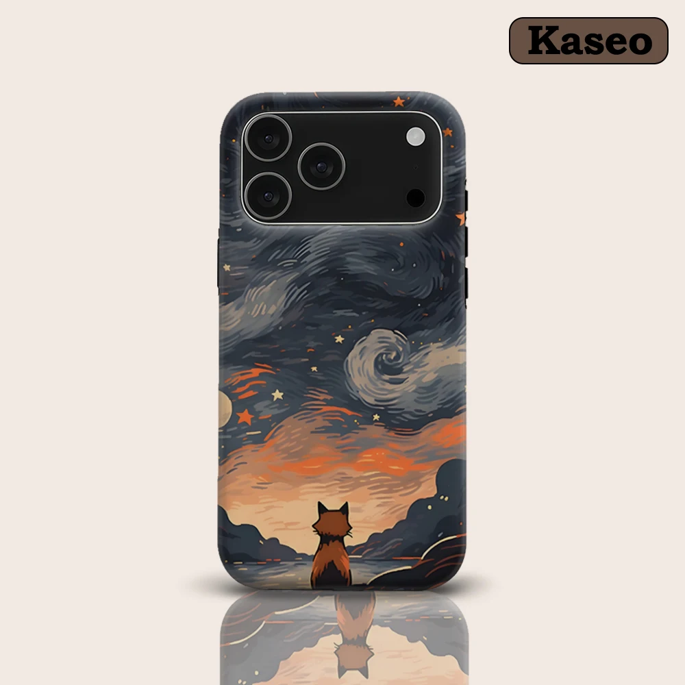 Funda KASEO Mate con Bumper para Magsafe para iPhone 17 16 15 14 Plus 13 Pro Max, Carcasa Rígida Antigolpes de PC con Diseño Starry Fox
