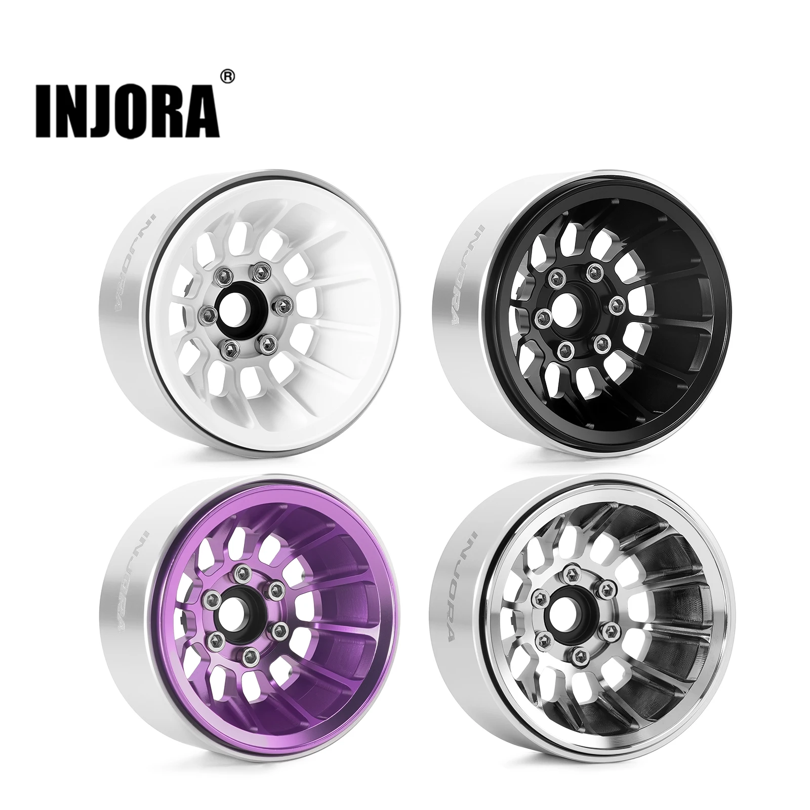 INJORA Turbine 1.9" Deep Dish Aluminum Beadlock Wheels for 1/10 RC Crawler
