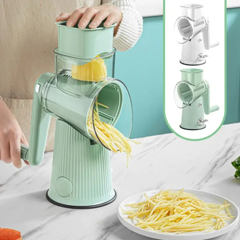 Cheese Grater Hand Crank 5 in 1 Hand Crank Vegetable Rotary Slicer Cheese Shredder Safe Efficient Kitchen Manual Food Slicer for