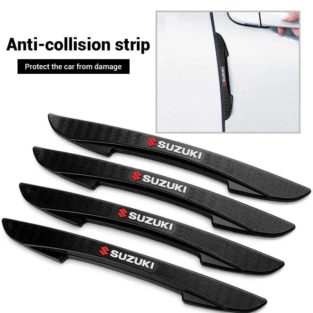

4PCS Car Door Anti-collision Protection Strips Logo Sticker For Suzuki Grand Vitara Swift SX4 Jimny Ignis Alto Samurai Baleno