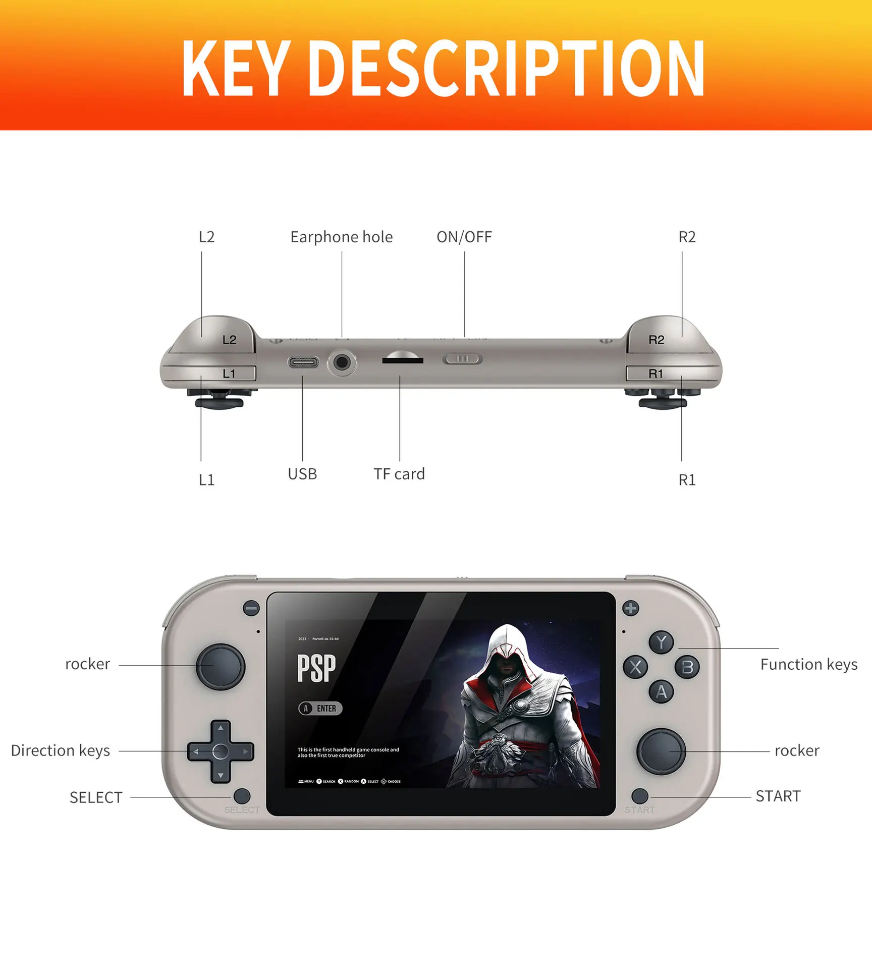 M17 Linux Retroarch 64G IPS High 4.3 Inch HD Screen Built In PSP/N64 Simulators Handheld Game Players Handheld Game Console