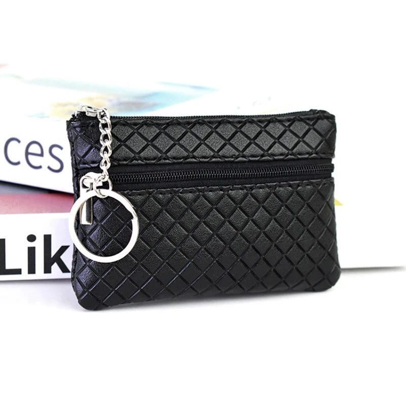 Free Shipping Double Pockets Woven Pattern Women's Wallet Purse Two Zippers Coin Purse With Pattern Change Purse Key Holder Case