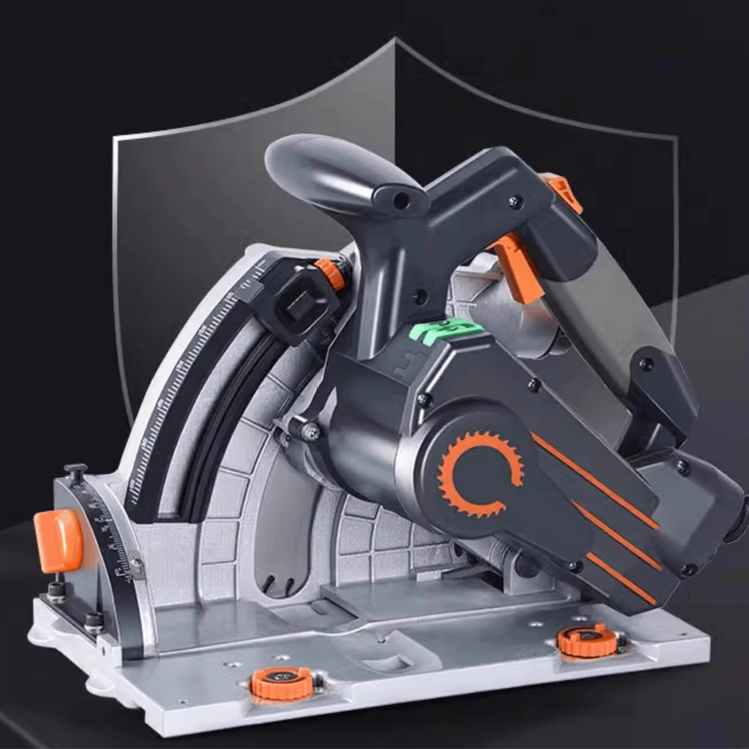 Electric Track Saw with Guide Rail System Precision Wood Cutting Machine Adjustable Depth Circular Rail Saw for Woodworking Tool