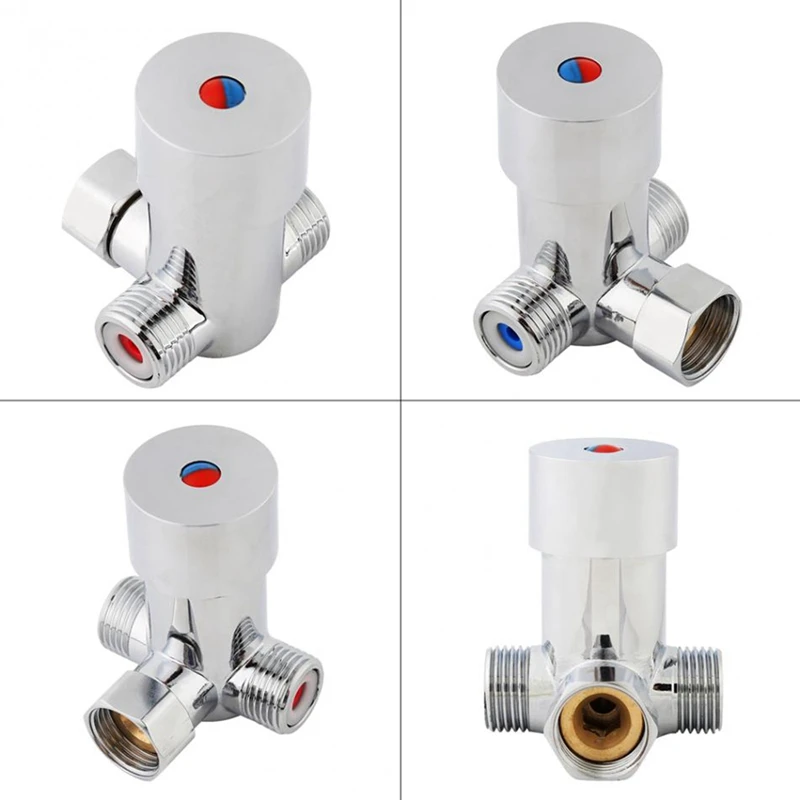 2X G1/2 Hot Cold Water Mixing Valve Thermostatic Mixer Temperature Control For Automatic Faucet