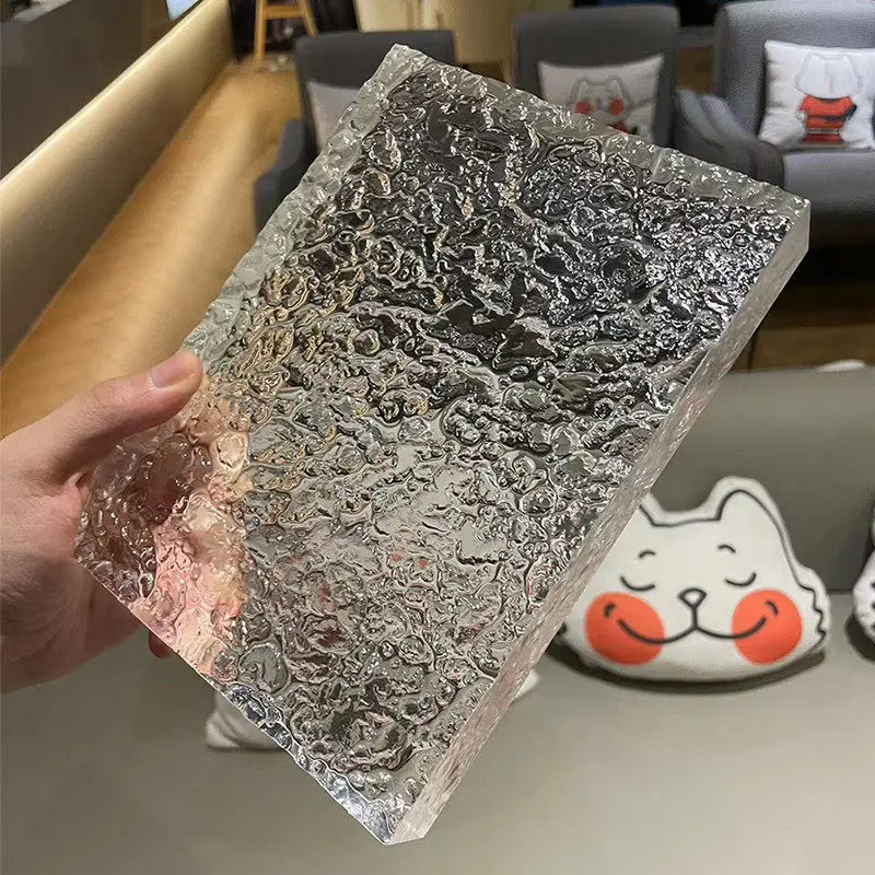 Transparent thickened acrylic plate pad glass partition brick custom crystal stone pattern brick table legs screen wall