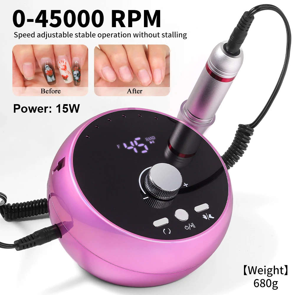 45000RPM Elektrische Nagel Bohrer Professionelle Maniküre Maschine Mit Bürstenlosen Motor Nägel Sander Set Nagel Salon Polierer Ausrüstung