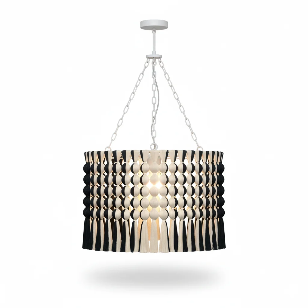 #¥Gisenu Handmade Eco-Friendly Cotton Macrame Lamp Shade Modern Farmhouse Transitional