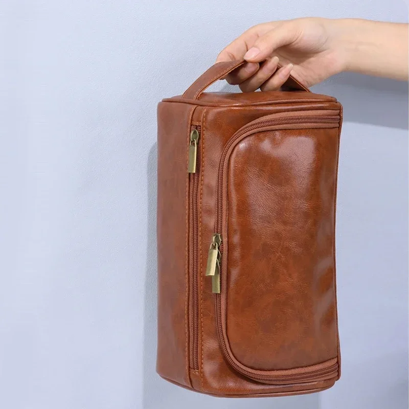 Men Vintage Luxury Toiletry Bag Travel Necessary Business Cosmetic Makeup Cases Male Hanging Storage Organizer Wash Bags