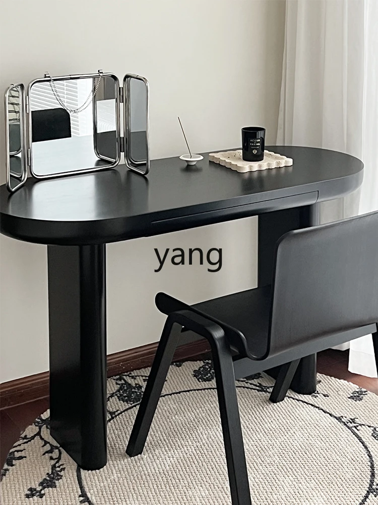 Yjq Desk Living Room Minimalist Designer Computer Desk Writing Study Table Black Retro Domestic Desk