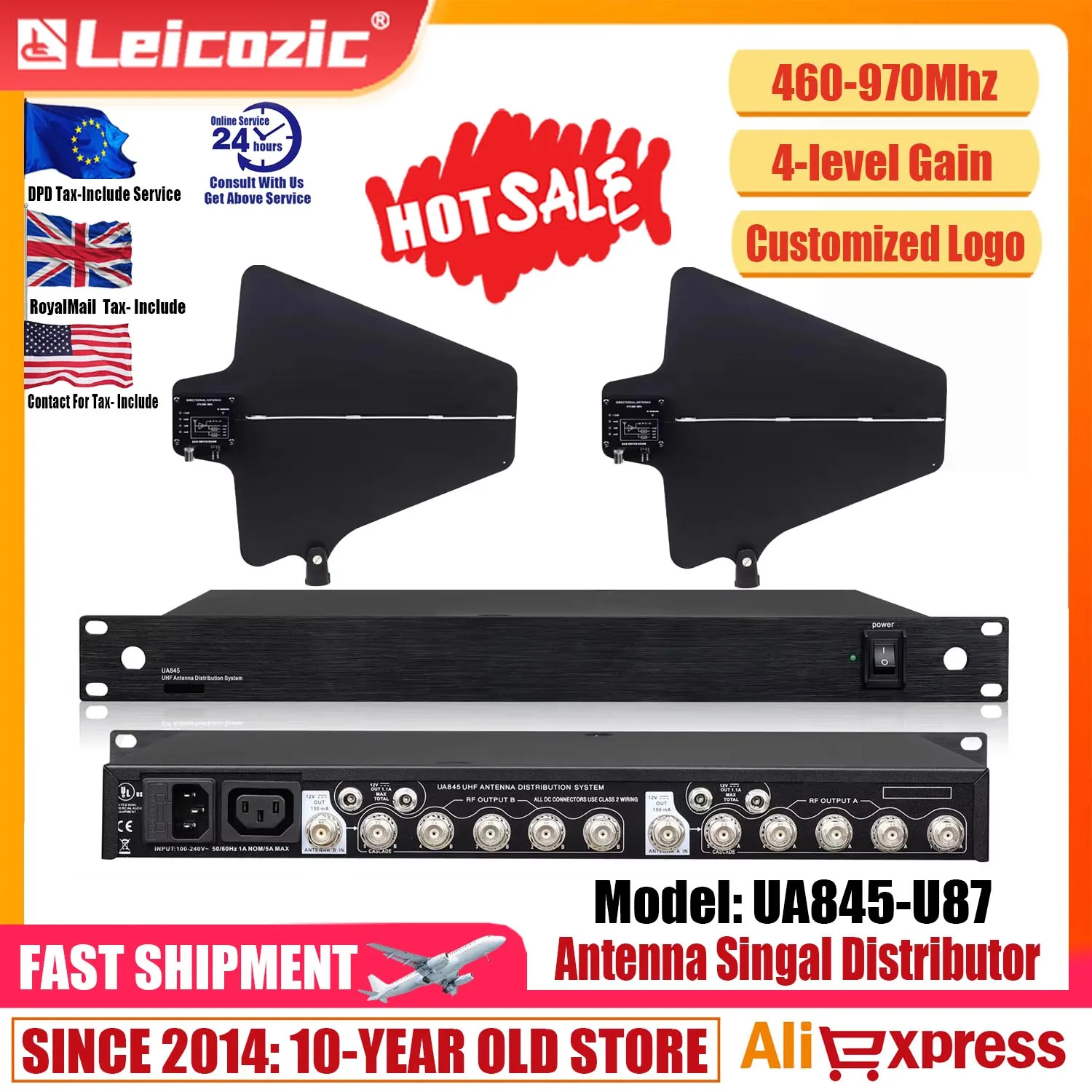 Leicozic Tín Hiệu RF Thức Ăng Ten Hệ Thống Phân Phối UA845-U87 Micro Không Dây 5 Kênh Tăng Cường Tín Hiệu Khuếch Đại