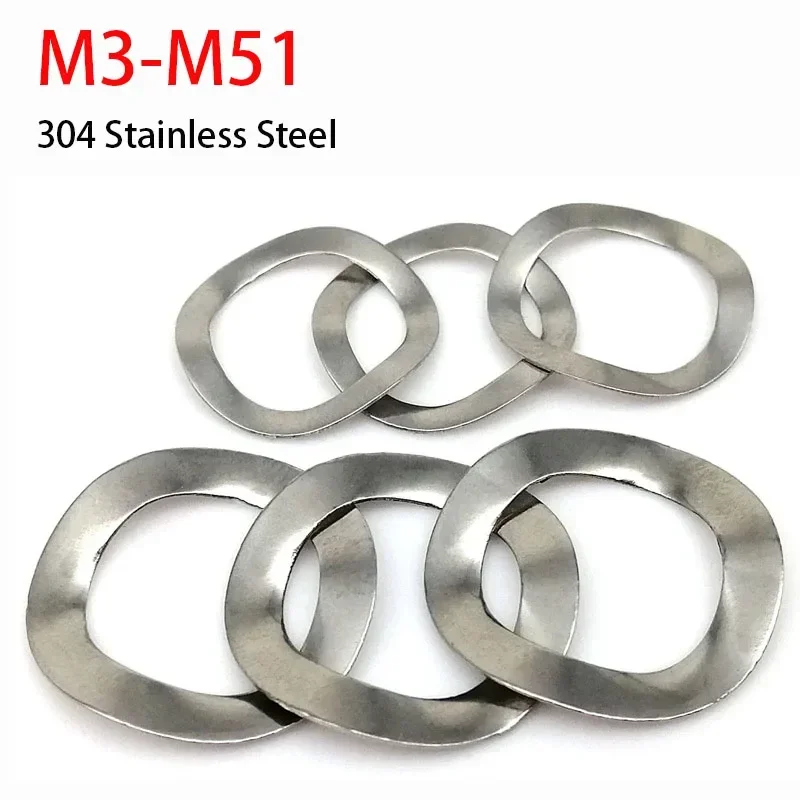 50/100Pcs Wave Washer M3 M4 M5 M6 M8 M10 M12 M14 M16 M19 M21 M24~M51 304 Stainless Steel Wave Crest Type Gasket Spring Washer