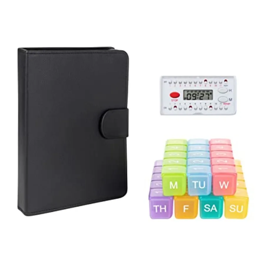 

5 Times a Day x 7 Day Large Weekly Pill Organizer, Vitamin and Medicine Pill Box - with Discreet Case and Pill Reminder
