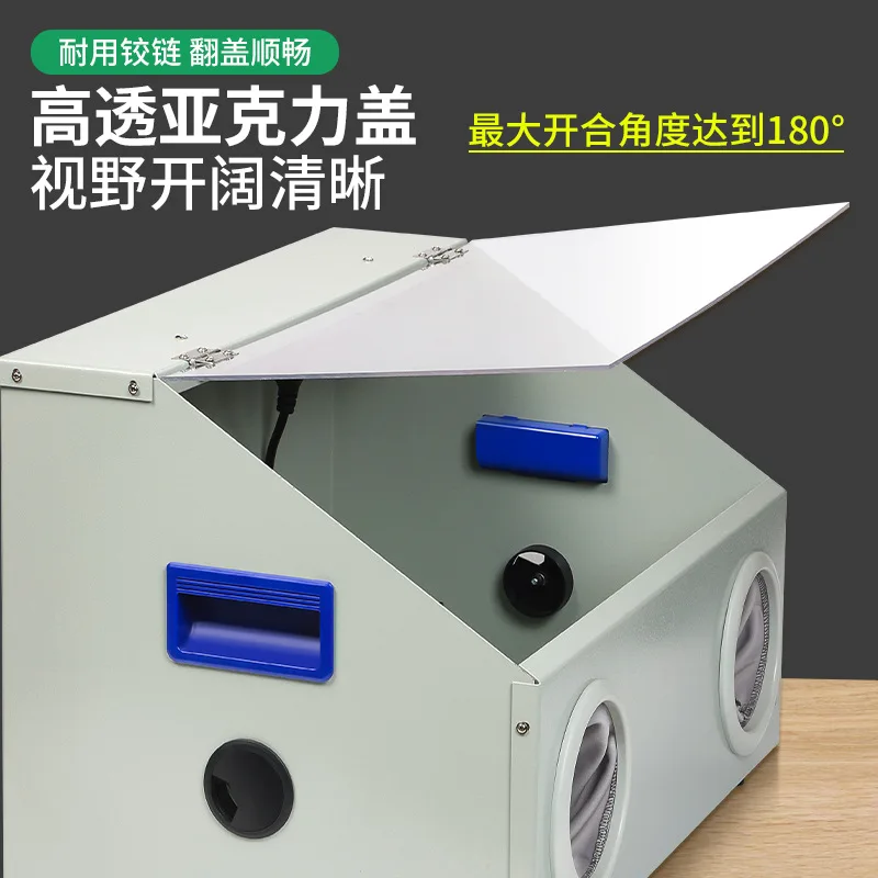 Small Desktop Grinding and Polishing All-in-one Machine with Dust Box Cover, Jewelry Metal Cultural Toy  Wheel Machine