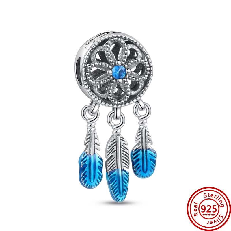 925 Silver Classic Eye Charms Dreamcatcher Moon Beads For Women Fit Original Qikaola Bracelets Fine DIY Jewelry Making Pendant