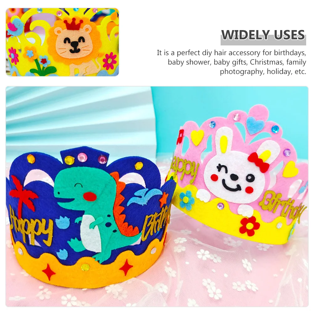 

6Sets Kids Birthday Crown DIY Kit Birthday Hat Supplies for Baby Shower Holiday Family Photography Kids DIY Supplies