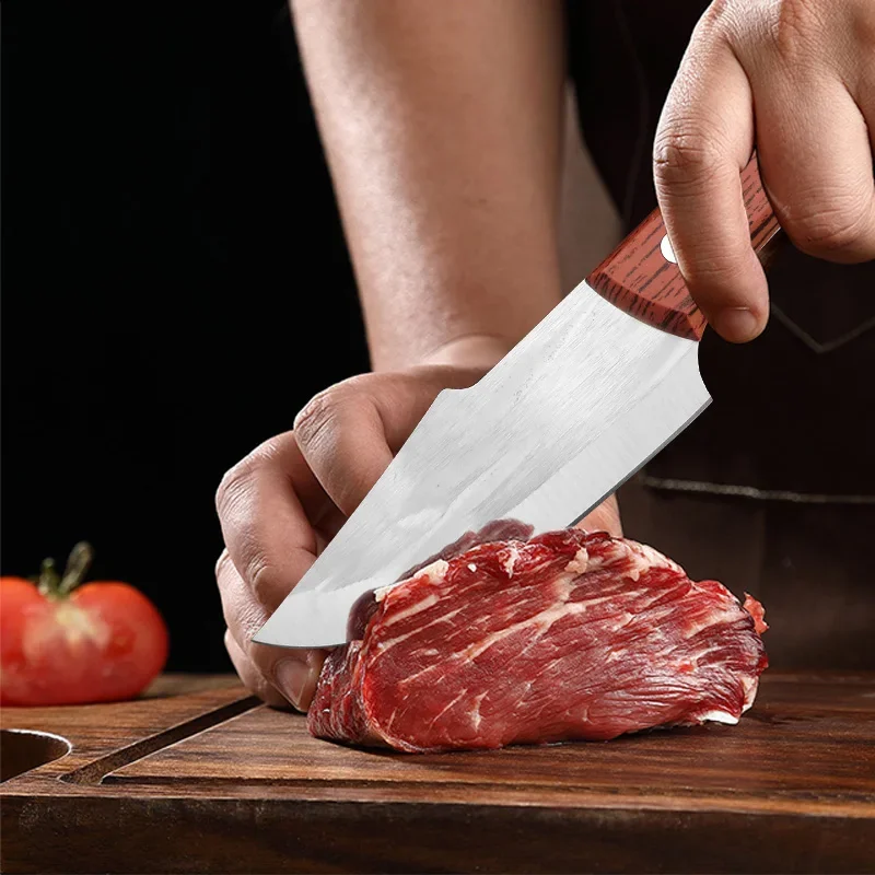 Utility Knife BBQ Slicing Fish Fruit Steak Knife Plastic Handle Kitchen Knives Hand Forge Boning Butcher Knife Chef Cleaver Tool