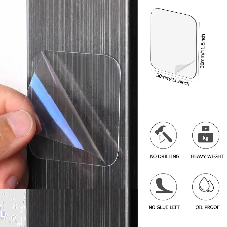 40 شريط مربع شفاف مزدوج الجوانب، وسادات لاصقة من الجل ذاتية اللصق مقاومة للماء وقابلة للإزالة، شفافة يمكنك صنعها بنفسك حرفية 30 مم ×