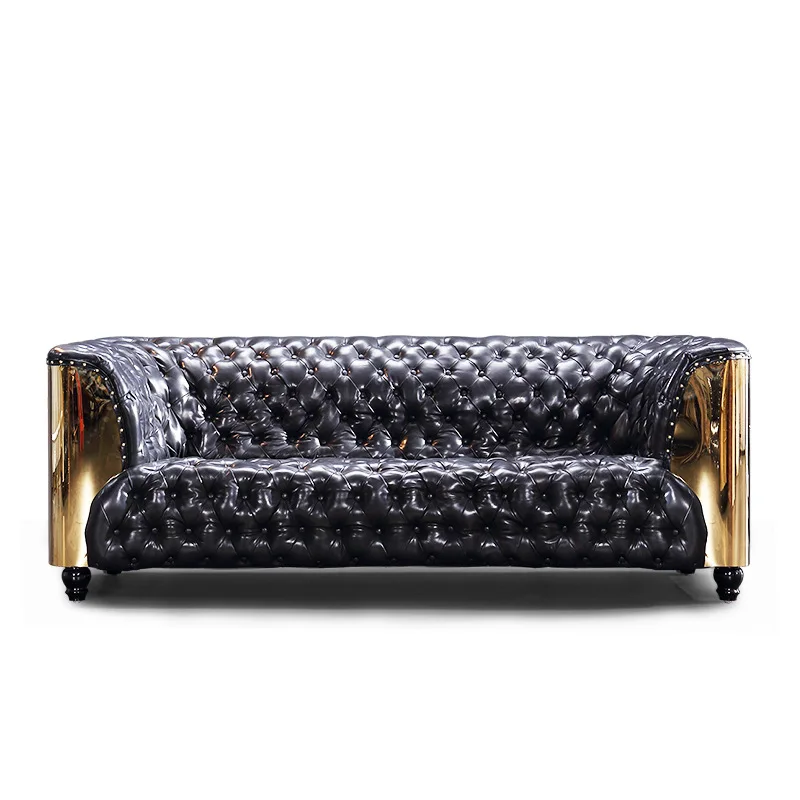 

Leather buckle sofa living room bar retro industrial style creative sofa