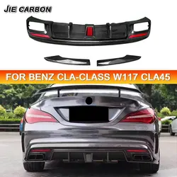 Carbon Fiber PZ Style Rear Diffuser for Mercedes-Benz CLA-Class W117 CLA45 2013-2019 Bumper Lip under Spoiler Splitter Auto Part