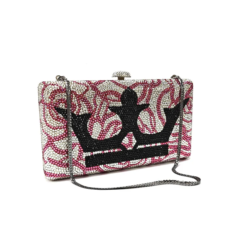 

Ladies Bridal wedding party crown couture purse evening party diamonds full crystal clutches purses
