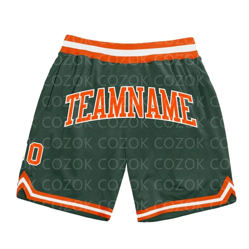 

Custom Dark Green Orange Authentic Basketball Shorts 3D Printed Men Shorts Your Name Mumber Quick Drying Beach Shorts