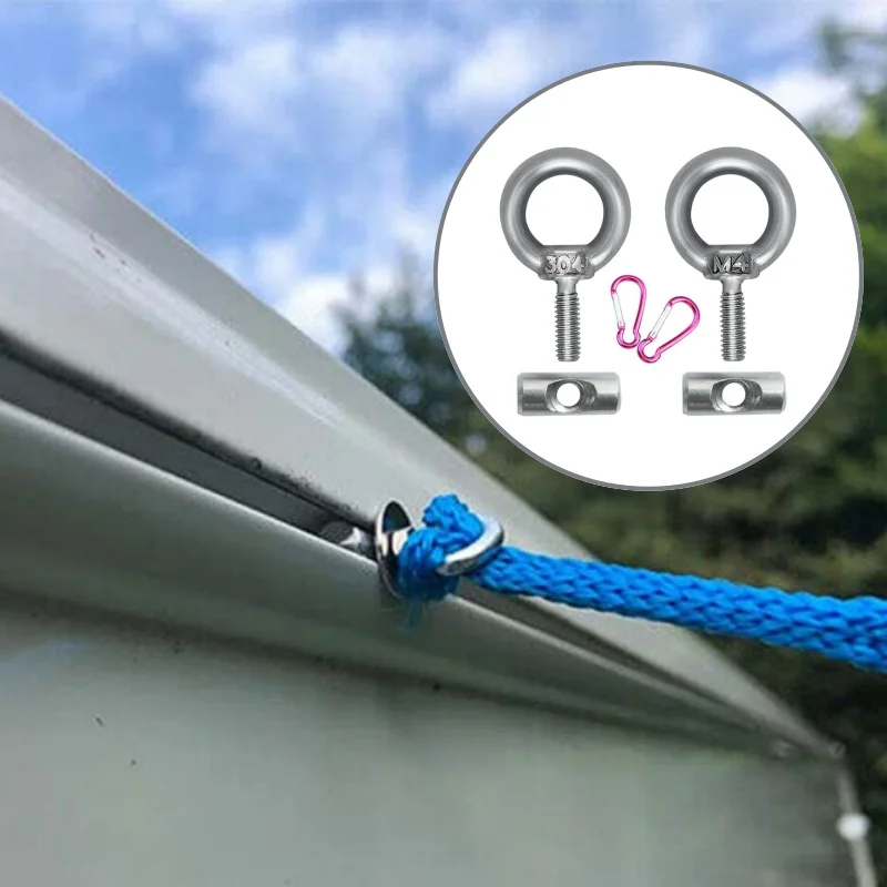 2 مجموعات 6 مللي متر المظلة السكك الحديدية السدادات مع حلقة تسلق السنانير نهاية السدادات حجب عدة ل قافلة متنقل خيمة المعدات