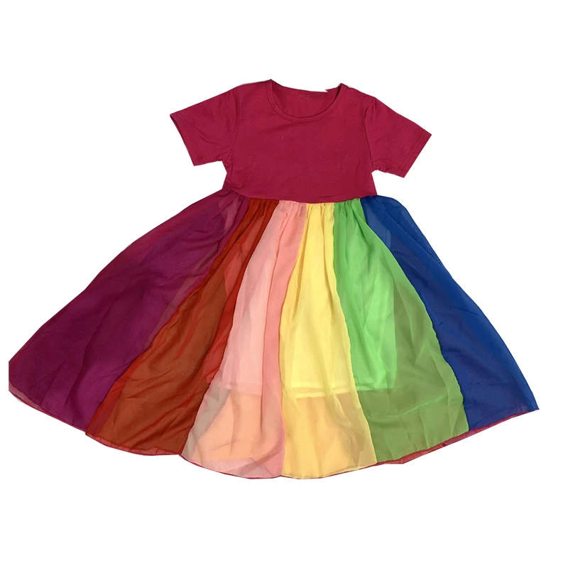 

Wholesale kids clothing summer girls rainbow dress boutique girls tulle twirl dresses