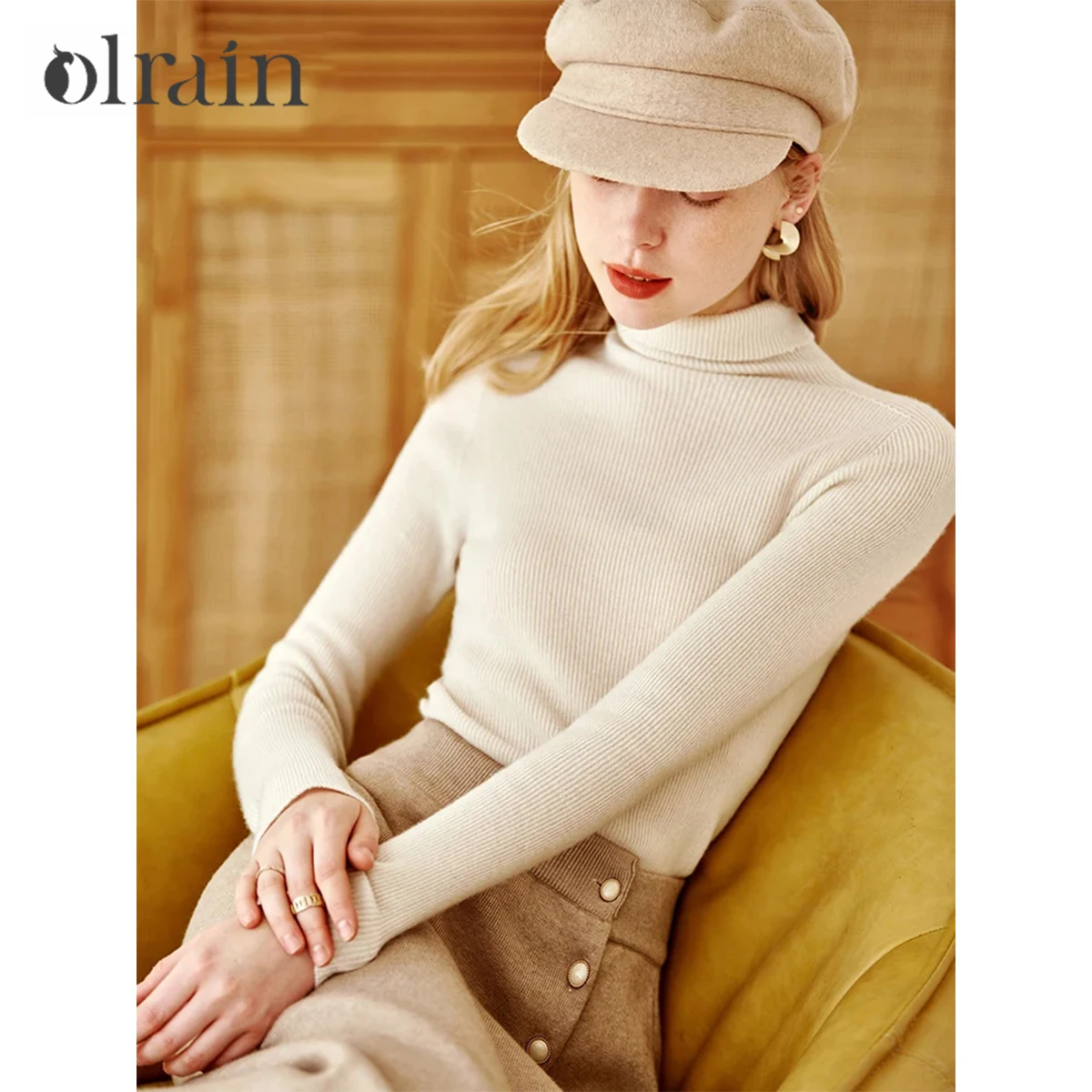 

OLrain Women Base Layer Knit Sweater 2025 Autumn Slim Fit Long Sleeve Knitted Jumper Turtleneck Pullover Clothing Top O20QM33662