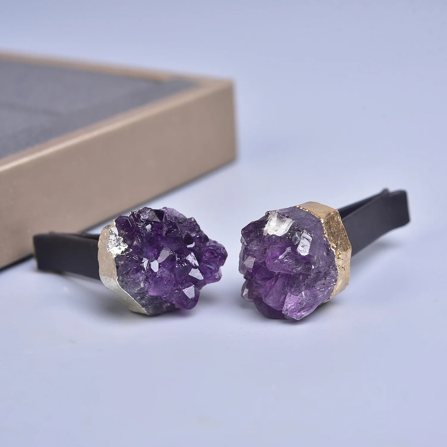 Natural Amethyst Cluster Car Air Conditioner Outlet Clip Purple Crystal Car Vent Clips Reiki Healing Quartz Decoration